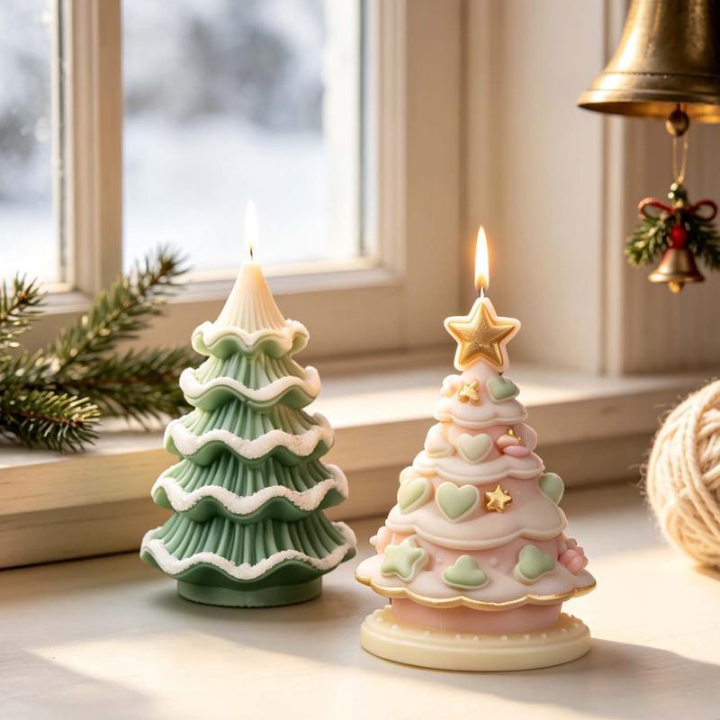 Xmas Candle Making - قالب سيليكون لشجرة عيد الميلاد للزينة،