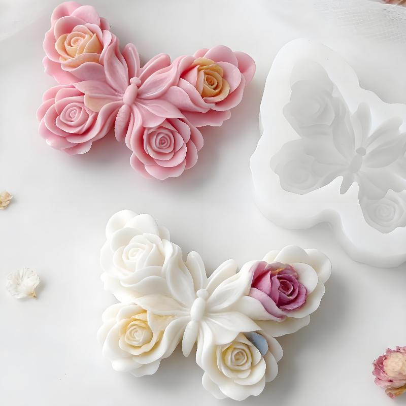 Candle Making Activity - قالب سيليكون على شكل فراشة ووردة