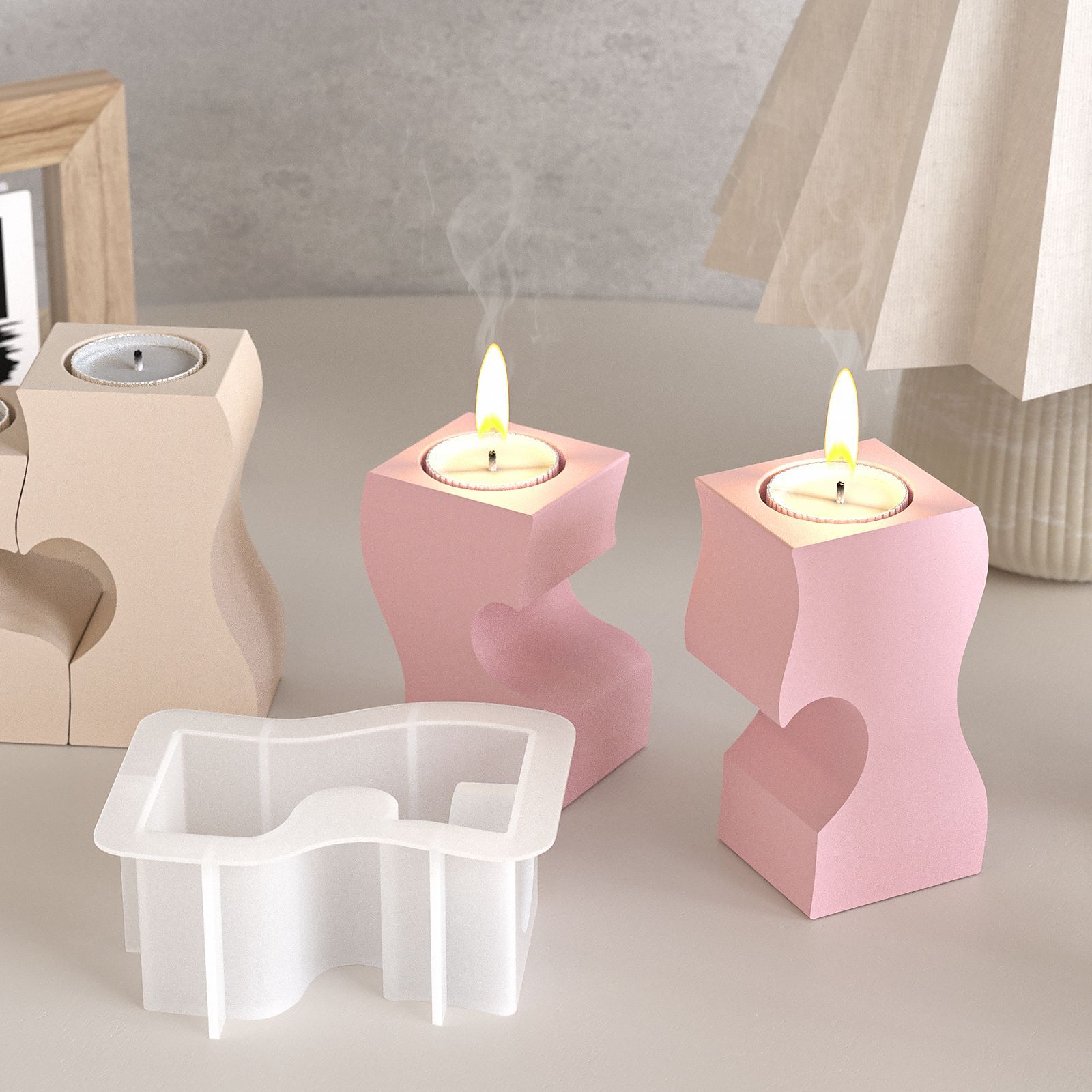 S القلب الشمعدان قوالب السيليك - مراجعة Candle Making Design وسعره