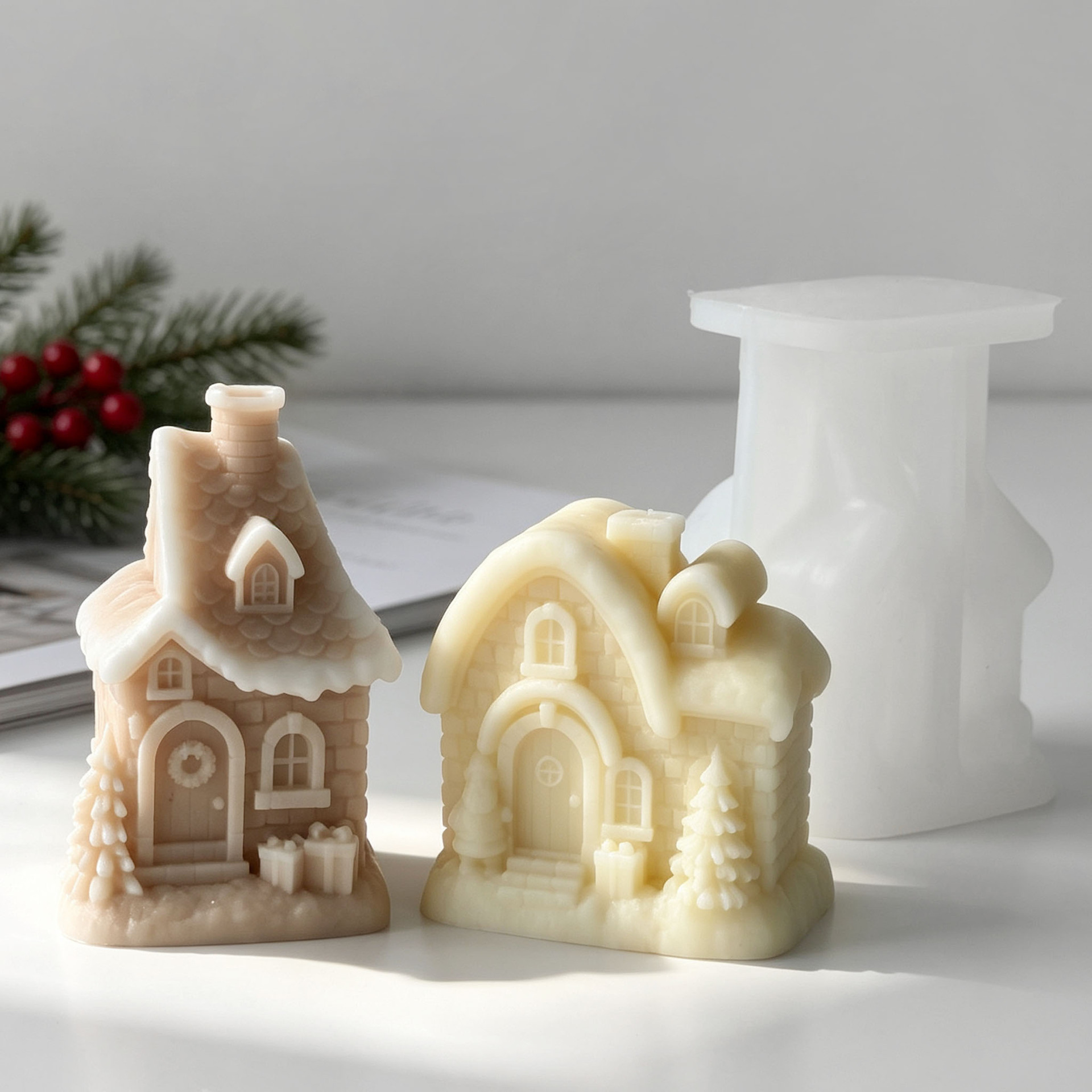 قالب سيليكون على شكل بيت ثلجي  - مراجعة Xmas Candle Making وسعره