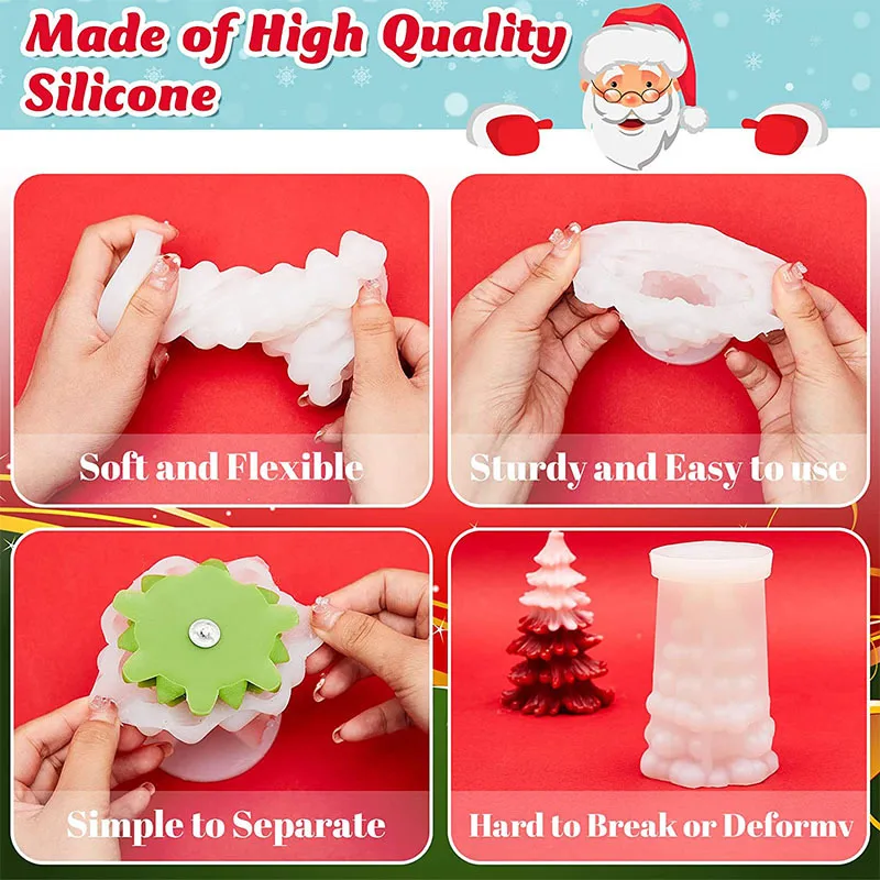 قالب سيليكون شمع على شكل شجرة  - مراجعة Xmas Candle Making وسعره